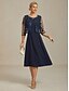 billige Blazere og dresser-damejakke blazer blonder brodert paljett illusjonsblonder elegant blomstermønster formell jubileumsfest bryllupsgjest åpen front kort rund hals normal passform 3/4-ermet yttertøy marineblå