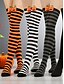 billige Halloween-tilbehør-Halloween-strømper til dame – lange, stripete bomullsstrømper med søt gresskardekorasjon, morsomme og komfortable strømper til kostymefester, cosplay og høytidsarrangementer