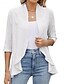 cheap Coats &amp; Trench Coats-Women&#039;s Casual Jacket Comfortable Breathable Ruffle Cut Out Casual Plain Vacation Street Daily Wear Going out Open Front Regular Collarless Regular Fit 3/4 Length Sleeve Outerwear Black White Pink