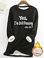 economico Umor e Citazioni Tops-Felpa da donna felpa foderata in pile pigiama caldo felpa Sherpa lettere street casual morbida confort collo rotondo maniche lunghe top micro-elastico autunno e inverno confort traspirante tessuto