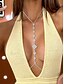 economico Collana da donna-Catena per il corpo da donna in argento con strass a forma di diamante - gioiello glamour con scollatura profonda per feste serali, abbigliamento da discoteca, matrimoni e occasioni speciali