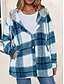 abordables Manteaux d&#039;Hiver-Femmes Veste Décontractée Veste à Capuche Confortable Respirant Boutons Imprimé Occasionnel Plaid Vacances Rue Occasionnel Tenue quotidienne Simple Boutonnage Régulier À capuche Coupe Ample manche