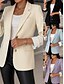 abordables Blazers y Trajes-Mujer chaqueta Cómodo Transpirable Bolsillo Casual Plano Oficina Calle Casual Ropa Cotidiana Botonadura Simple Regular Cuello Vuelto Ajuste regular Manga Larga Ropa de calle Negro Azul Piscina Morado