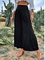 baratos Calça de linho de algodão simples-Mulheres Calças de linho de algodão Perna larga chinês Básico Casual Comprimento total Cintura Alta Tecido Cintura elástica Confortável Macio Com Stretch Ao ar livre Rua Preto Branco Azul Roxo Claro