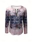 billige Boho t-skjorte-Dame T skjorte Grafisk Stamme Mote Fritid Langermet Crew-hals V-hals Vanlige topper Daglig Glidelås Trykt mønster Rosa Blå Lilla Grønn Vår Høst Vinter
