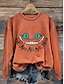 abordables Sweatshirt et Hoodie d&#039;Halloween-Femmes Sweatshirt Pull Graphique Animal Lettre Mode Occasionnel manche longue Col ras du cou Hauts Réguliers Rue Tenue Quotidienne Occasionnel Imprimé Noir Vert Claire Orange Automne Hiver