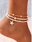 voordelige Damesarmband-3-delige enkelbandset voor dames – gouden legering en witte kralen met zeesterren- en schelpbedels, bohemian strandsieraden voor zomervakanties en casual outfits