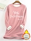 economico Umor e Citazioni Tops-Felpa da donna felpa foderata in pile pigiama caldo felpa Sherpa lettere street casual morbida confort collo rotondo maniche lunghe top micro-elastico autunno e inverno confort traspirante tessuto