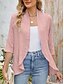 cheap Coats &amp; Trench Coats-Women&#039;s Casual Jacket Comfortable Breathable Ruffle Cut Out Casual Plain Vacation Street Daily Wear Going out Open Front Regular Collarless Regular Fit 3/4 Length Sleeve Outerwear Black White Pink