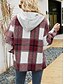 abordables Manteaux d&#039;Hiver-Femmes Veste Décontractée Veste à Capuche Confortable Respirant Boutons Imprimé Occasionnel Plaid Vacances Rue Occasionnel Tenue quotidienne Simple Boutonnage Régulier À capuche Coupe Ample manche