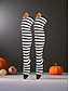 billige Halloween-tilbehør-Halloween-strømper til dame – lange, stripete bomullsstrømper med søt gresskardekorasjon, morsomme og komfortable strømper til kostymefester, cosplay og høytidsarrangementer