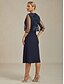 billige Blazere og dresser-damejakke blazer blonder brodert paljett illusjonsblonder elegant blomstermønster formell jubileumsfest bryllupsgjest åpen front kort rund hals normal passform 3/4-ermet yttertøy marineblå