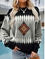 levne Boho topy-Dámské Svetrová mikina Grafika Geometrický Etno Teplé Aktivní Vinobraní Dlouhý rukáv Tričkový Běžné topy ulice Na den Ležérní Slátanina Tisk Trávová zelená Khaki Šedá Jaro Podzim Zima