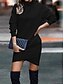 ieftine Rochie simplă-Rochie din bumbac pentru femei Rochie mini Rochie înfășurată Petrecere Casual Boho Formal Exterior Acasă Fit regular Culori uni Geometric Carouri Mâneci lungi Guler înalt Negru Primăvară Toamnă Iarnă