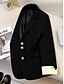 abordables Blazers y Trajes-Mujer chaqueta Cómodo Transpirable Bolsillo Casual Plano Oficina Calle Casual Ropa Cotidiana Botonadura Simple Regular Cuello Vuelto Ajuste regular Manga Larga Ropa de calle Negro Azul Piscina Morado