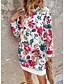 billiga Blommig klänning-Kvinnors Sweatshirt Klänning Mini Klänning Sweater Klänning Shift Klänning Semester Casual Boho Utomhus Regular Fit Blommig Grafik Lång Ärma Crewneck Röd svart Rosa Grön Grå Höst Vinter