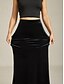 voordelige Formele Rokken-Dames Elegant Vintage Lange Lengte Maxi Hoge taille Rokken Rekbaar Zwart Herfst