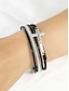 billige Dame armbånd-Flerlags korsarmbånd med rhinsten til kvinder – inspirerende &quot;velsignet&quot; armbånd i pu-læder til afslappet, kirkelig og særlige lejligheder