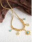 abordables Collier pour femme-Ensemble collier et bracelet en alliage d'or pour femme avec breloques turquoise en forme de soleil et d'arbre – bijoux bohème chic pour les fêtes, les vacances et les tenues décontractées
