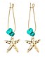 abordables Boucle d&amp;#39;oreille pour femme-Boucles d&#039;oreilles pendantes en or pour femmes, étoiles de mer – bijoux de plage bohème en pierre turquoise pour les vacances d&#039;été, les fêtes sur le thème de l&#039;océan et les tenues de villégiature