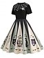 abordables Robe d&amp;#39;Halloween-Halloween Femmes Robe Midi Robe trapèze Occasionnel Quotidien Fête Coupe régulière Potiron toile d&#039;araignée Manche Courte Col ras du cou Noir Bleu Orange Abricot Été Printemps Automne