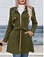 voordelige Winterjassen-Dames Vrijetijdsjas Houd Warm Comfortabel Veters Vetoketju Zak Casual Effen Vakantie Straat Casual Alledaagse kleding Rits Lang Opstaand Slank Lange mouw bovenkleding Zwart Blozend Roze Groen Lente
