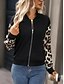 Χαμηλού Κόστους τζάκετ bomber-Γυναικεία Casual Jacket Διατηρείτε Ζεστό Γρήγορο Στέγνωμα Φερμουάρ Τσέπη Κομψό Μοντέρνα Καθημερινά Απλός Λεοπάρ Διακοπές Causal Καθημερινά Αργίες Κανονικό γιακά μπέιζμπολ Κανονικό Μακρυμάνικο