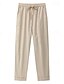 abordables Pantalon uni en coton et lin-Femmes Pantalon en coton et lin Chinos Pantalons Basique Occasionnel Long Taille haute Uni Avec Poches Conception à cordon élastique Coupe haute Respirabilité Doux Micro-Élastique Rue Tenue