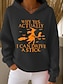 tanie Halloween bluza i hoodie-Damskie Bluza z kapturem i bluzą Graficzny Halloween Czarownica Zabytkowe Moda Zachodni Długi rękaw Kaptur Zwykłe topy Ulica Na co dzień Święto Nadruk Przednia kieszeń Czarny Fioletowy Pomarańczowy