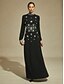 preiswerte abendkleider-Damen Maxikleid Etui-Kleid Trompeten- Meerjungfrauenkleid A Linie Kleid Elegant Formell Abendgesellschaft Normale Passform Einfarbig Langarm Stehkragen Schwarz Frühling Herbst Winter