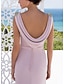 baratos Formal / Black Tie-Vestido de Madrinha Sereia  Trompete  Sheath  Coluna Decote Bateau Sem Mangas Rosa Comprimento do Chão em Tecido Stretch com Ruching  Cor Sólida