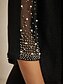baratos Blusas Elegantes-Mulheres Tops elegantes Tops de noite Purpurina Com Miçangas Com Strass Elegante Festa Manga 3/4 Gola Redonda Trabalho Convidado do casamento Traje de festa para noite Preto Primavera / Outono