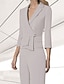 cheap Blazers &amp; Vests-Women&#039;s Blazer Sport Coat Wedding Guest Chiffon Elegant 3/4 Length Sleeve Notched Lapels Single Breasted