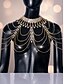 economico Collana da donna-collana a catena con strass dorati da donna - gioielli di lusso multistrato per feste formali ed eventi serali