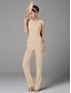 abordables Costumes-pantalons pour maman-Combinaison Tailleur-Pantalon Trois Pièces Longueur au sol Robe de Mère de Mariée  manche longue Col Bateau Élégant Grande taille Echarpe incluse Formel robe demoiselle d honneur Chiffon Echarpe
