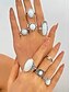 ieftine Inele pentru femei-Set de inele vintage cu opal pentru femei, inele boeme placate cu argint, bijuterii reglabile pentru petreceri, nunți și purtare zilnică