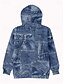 billige Stripe og geometriske topper-Dame Pullover hettegenser-genser Grafisk Geometrisk Punk Aktiv Årgang Langermet Med hette Vanlige topper Gate Hverdag Trykt mønster Lomme foran Denim blå Rød Vår Høst Vinter