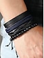 billiga Herrsmycken-Herrarmbandsset med läderpärlor – flerskiktade vävda retroarmbandssmycken för avslappnad stil och julklapp