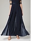 baratos Macacões da mamãe-Terninho Até o Tornozelo Vestido Para Mãe dos Noivos Manga 3/4 Scoop pescoço Elegante Festa Formal Convidado do casamento Chiffon Renda com Apliques