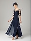 baratos Macacões da mamãe-Terninho Até o Tornozelo Vestido Para Mãe dos Noivos Manga 3/4 Scoop pescoço Elegante Festa Formal Convidado do casamento Chiffon Renda com Apliques