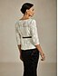 billige Dressy Toppe-Dame Blonde toppe Blomstret Grafisk Elegant Stilfuld Bateau-hals Almindelige toppe Hvid Sommer Forår Efterår