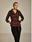 voordelige Elegante topjes-Dames Blouse Avondtops Elegant metallinen Stijlvol 3/4 mouw V-hals Normale tops Bruiloft gast Avond Feest Semi formeel strik voorkant Bruin Lente, Herfst, Winter, Zomer