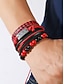 billiga Herrsmycken-Herrarmbandsset med läderpärlor – flerskiktade vävda retroarmbandssmycken för avslappnad stil och julklapp