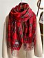 abordables Accessoires de Noël-Écharpe à carreaux de Noël pour femme, châle d&#039;hiver chaud en tartan avec franges, accessoire de mode confortable pour les fêtes de fin d&#039;année et les vêtements d&#039;extérieur