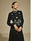 preiswerte abendkleider-Damen Maxikleid Etui-Kleid Trompeten- Meerjungfrauenkleid A Linie Kleid Elegant Formell Abendgesellschaft Normale Passform Einfarbig Langarm Stehkragen Schwarz Frühling Herbst Winter