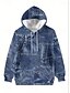 billige Stripe og geometriske topper-Dame Pullover hettegenser-genser Grafisk Geometrisk Punk Aktiv Årgang Langermet Med hette Vanlige topper Gate Hverdag Trykt mønster Lomme foran Denim blå Rød Vår Høst Vinter