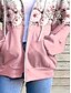 ieftine Topuri florale-Pentru femei Hanorace cu fermoar Floral Grafic Modă Casual Manșon Lung Capișon Topuri obișnuite Stradă Zilnice Fermoar Buzunar Imprimeu Roz Deschis Mov Deschis Albastru Deschis Primăvară Toamnă Iarnă