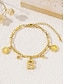 voordelige Damesarmband-Vergulde armband met alfabetletters voor dames met munt- en bolbedels, verstelbare ketting, stijlvol kerstcadeau voor haar, gepersonaliseerd sieraadaccessoire