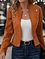 preiswerte Jacken-Damen Blazer Outdoor Stehkragen Knöpfe Einfarbig Atmungsaktiv Mode Normale Passform Oberbekleidung Langarm Herbst Schwarz S
