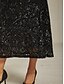 baratos Vestidos de Festa-Mulheres Vestido Longo Vestido da bainha Vestidos De Sereia Trompete Elegante Festa coquetel Ombro frio Festa de Noite Coquetel Paetês Floral Manga Curta Decote V Preto